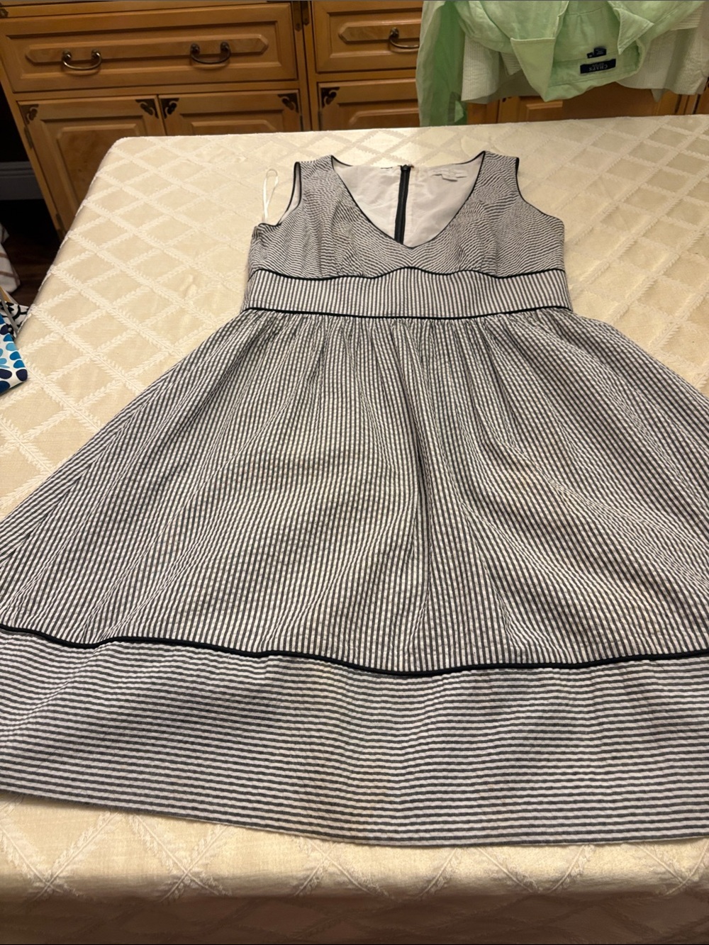 Jessica Simpson Black and White Striped Fit-and-Flare Dress